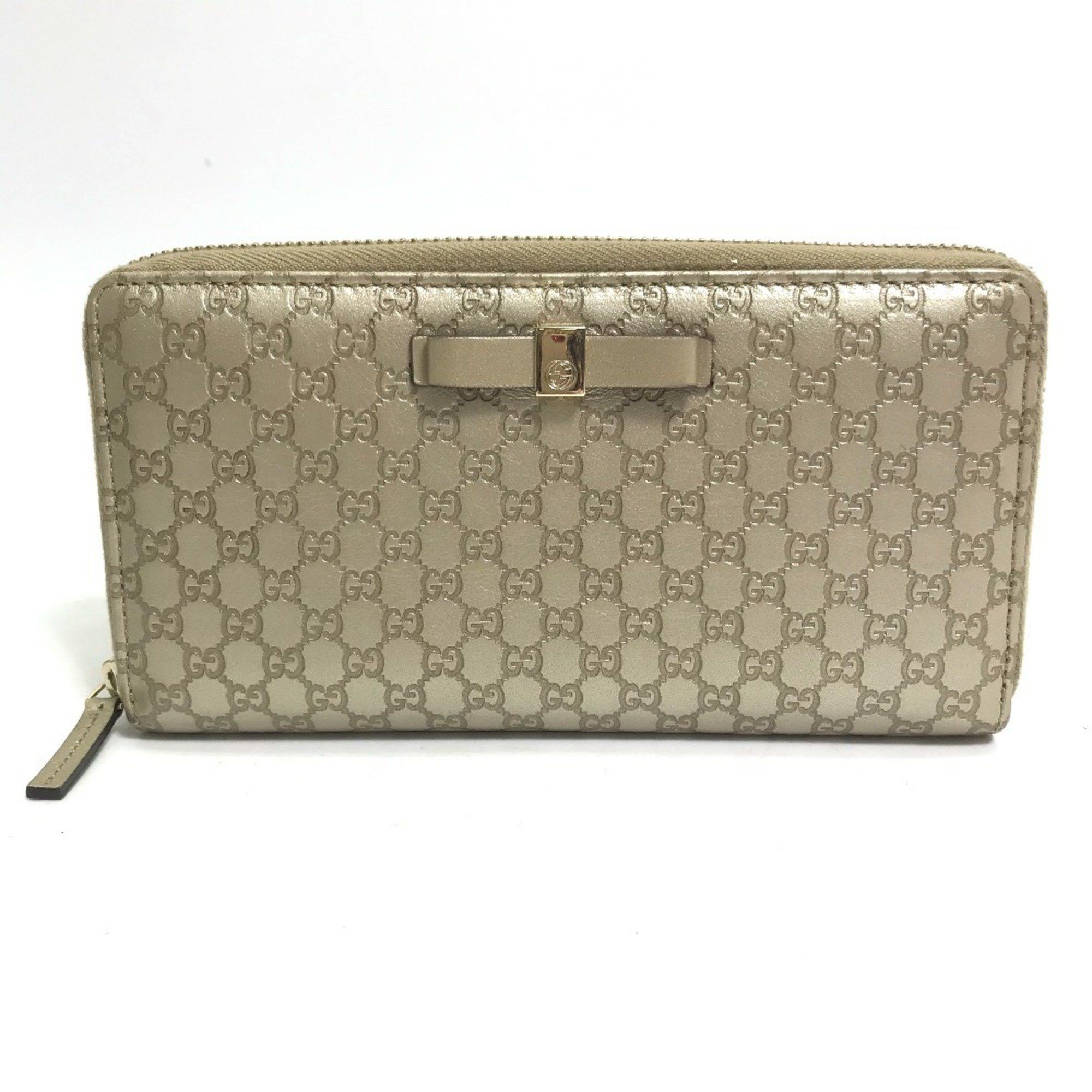 Gucci GUCCI 388680 Guccissima Round Zip GG Long Wallet in Shimmering Leather, Men's, Gold Size ONE SIZE - 1 Thumbnail