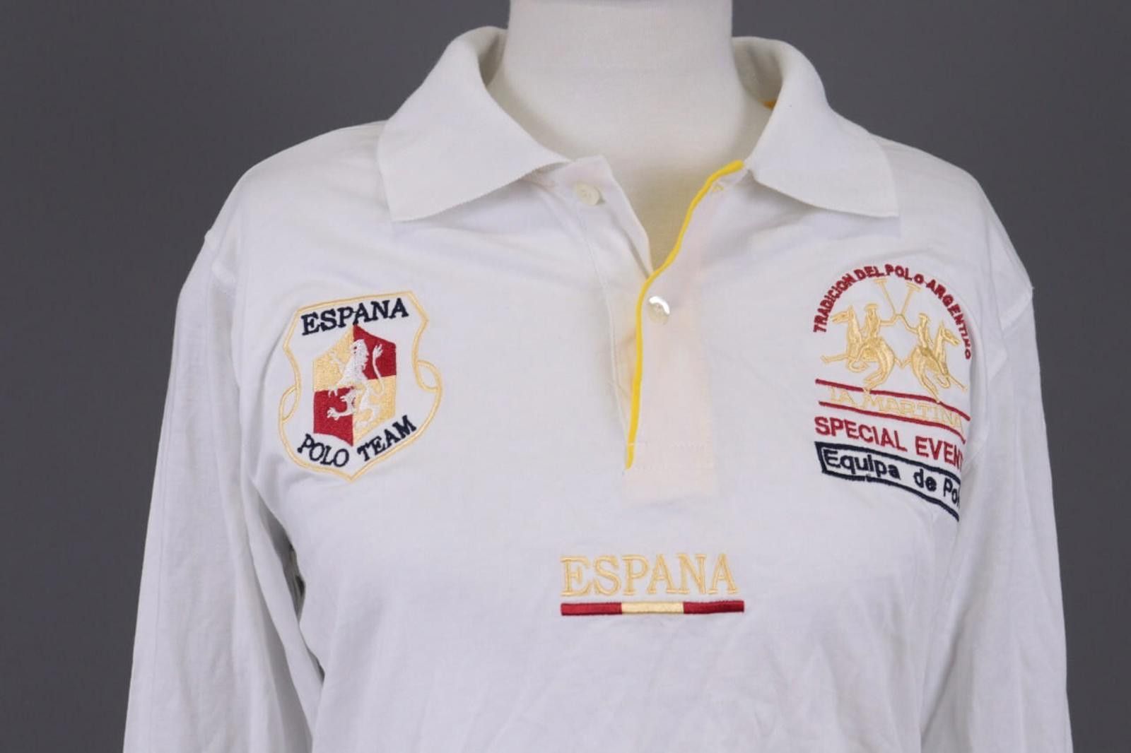 La Martina La Martina White Espana Polo #44 Team Polo Shirt Size M Size M / US 6-8 / IT 42-44 - 2 Thumbnail
