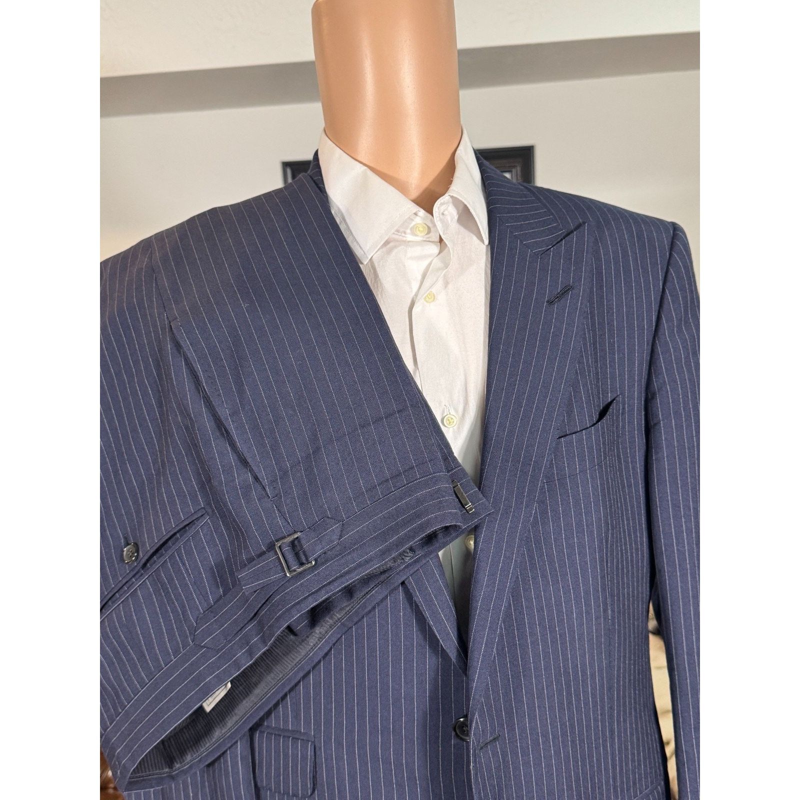 Tom Ford Tom Ford Navy Striped Peak Lapel 2pc Suit O'Connor 52R 42R Size 44R - 1 Thumbnail