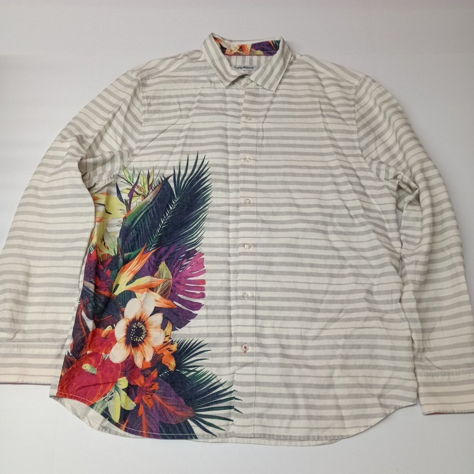 Tommy Bahama Tommy Bahama Shirt Men's XL White Gray Stripe Linen Blend Size US XL / EU 56 / 4 - 1 Thumbnail