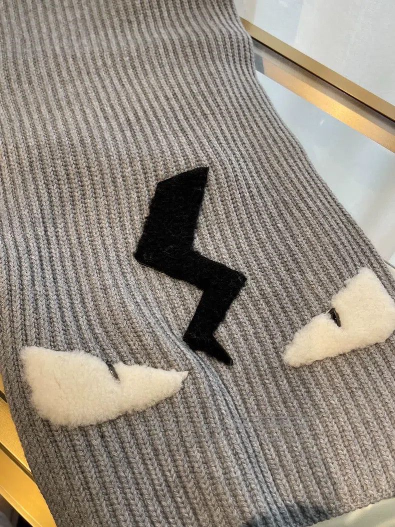 Fendi Fendi Little Devil Wool Scarf, Gray Size ONE SIZE - 1 Thumbnail