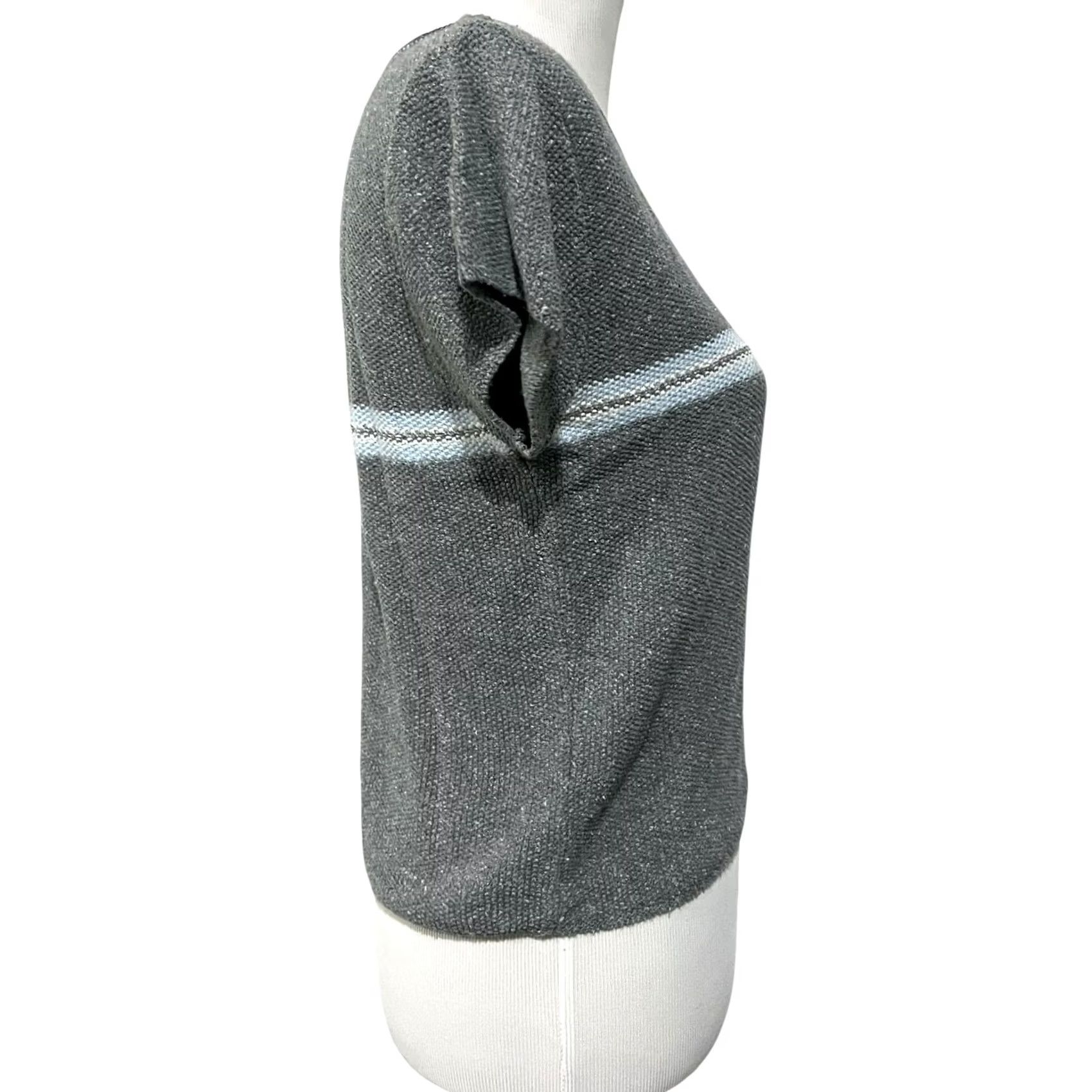 Vintage VINTAGE Grunge Chest Stripe Sweater Womens L Gray Blue 90s Skater Pullover Knit Blocked Pattern Size L / US 10 / IT 46 - 5 Thumbnail