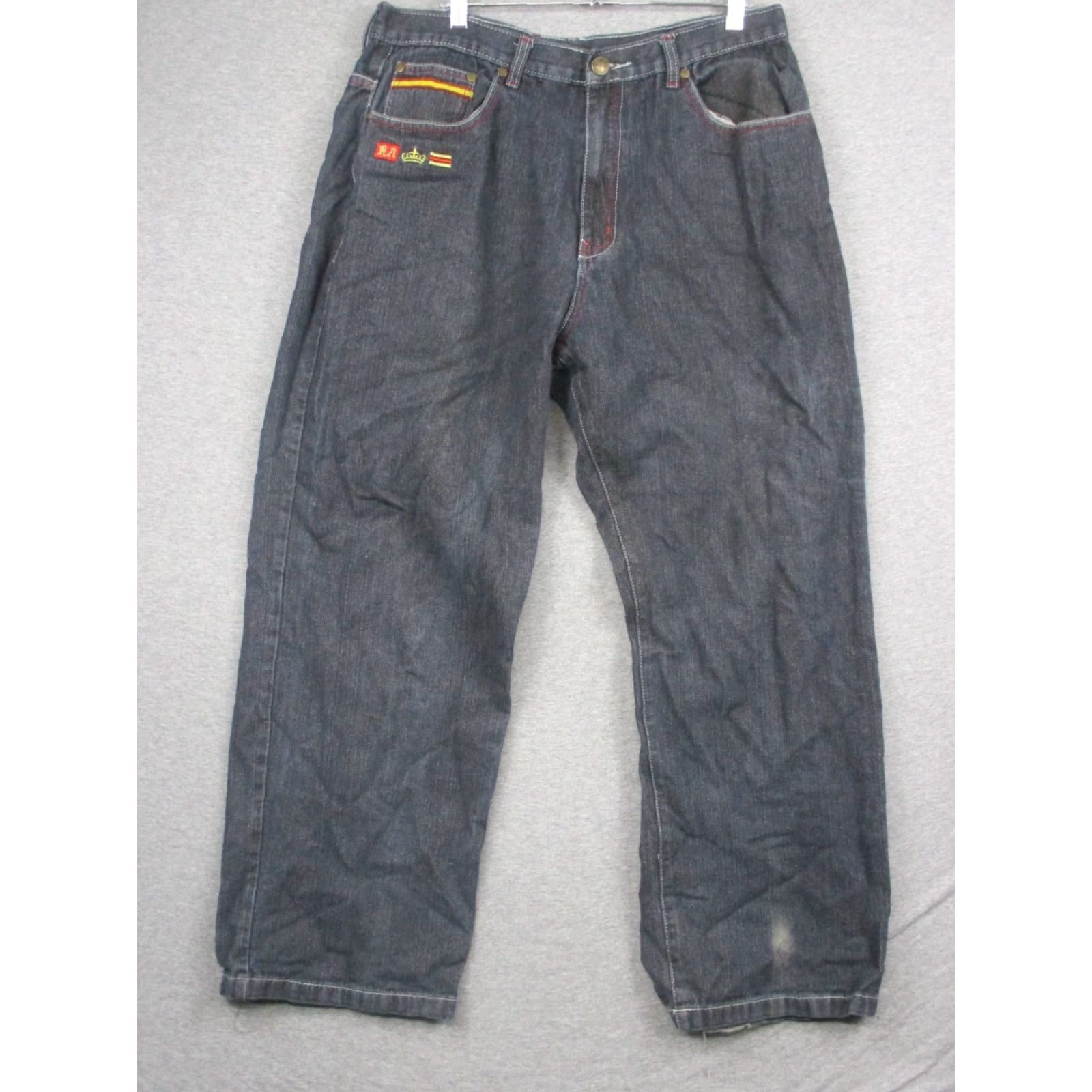 Vintage VINTAGE Red Ape Baggy Jeans 36 Dark Grey Embroidered 90s Grunge Hip Hop RARE Mens Jeans Size US 36 / EU 52 - 2 Thumbnail
