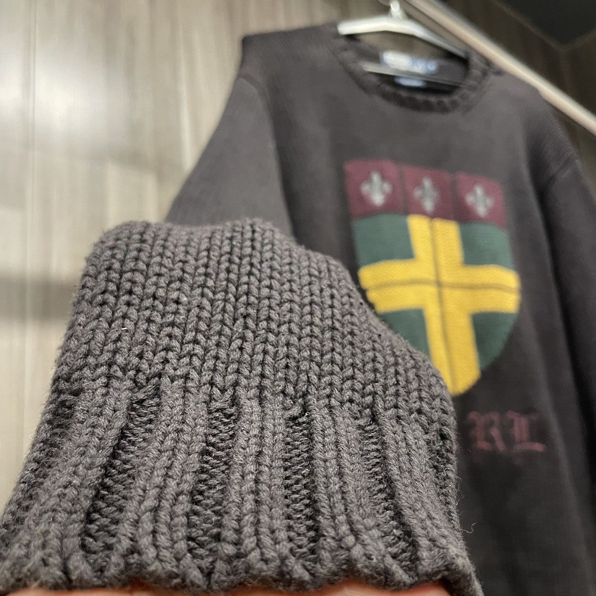 Ralph Lauren Vintage Polo Ralph Lauren Shield Crest Knit Sweater💥 Size US L / EU 52-54 / 3 - 4 Thumbnail