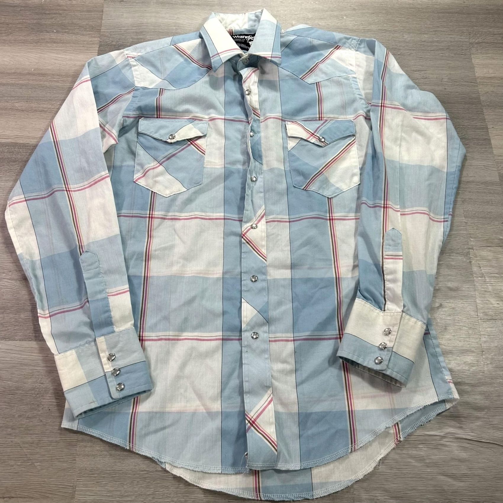Wrangler VINTAGE Wrangler Shirt Mens Medium Blue Plaid Western Cowboy Snap USA Size US M / EU 48-50 / 2 - 2 Thumbnail