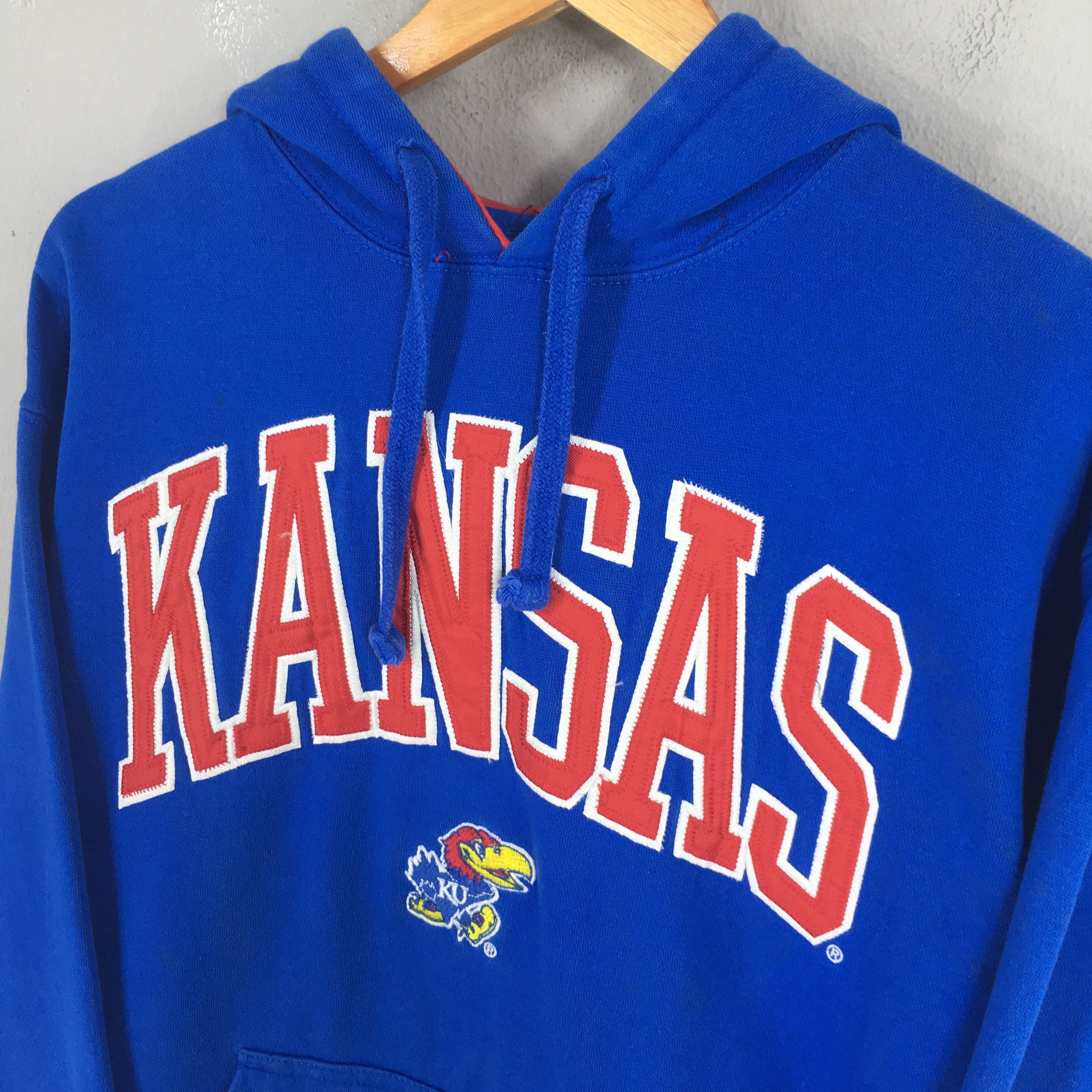 NCAA × Vintage Vintage Kansas Jayhawks NCAA Blue Hoodie Sweatshirt Medium Size US M / EU 48-50 / 2 - 3 Thumbnail