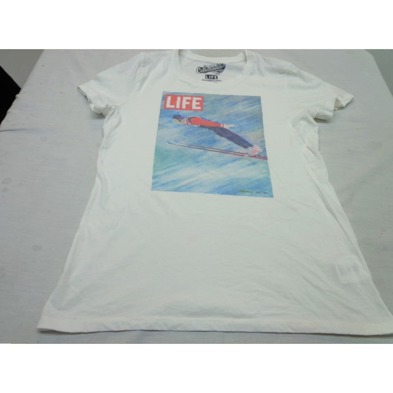 Old Navy Old Navy T-Shirt Womens Medium White Down Hill Skier Crew Neck Short Sleeve Regular Fit Size M / US 6-8 / IT 42-44 - 2 Thumbnail