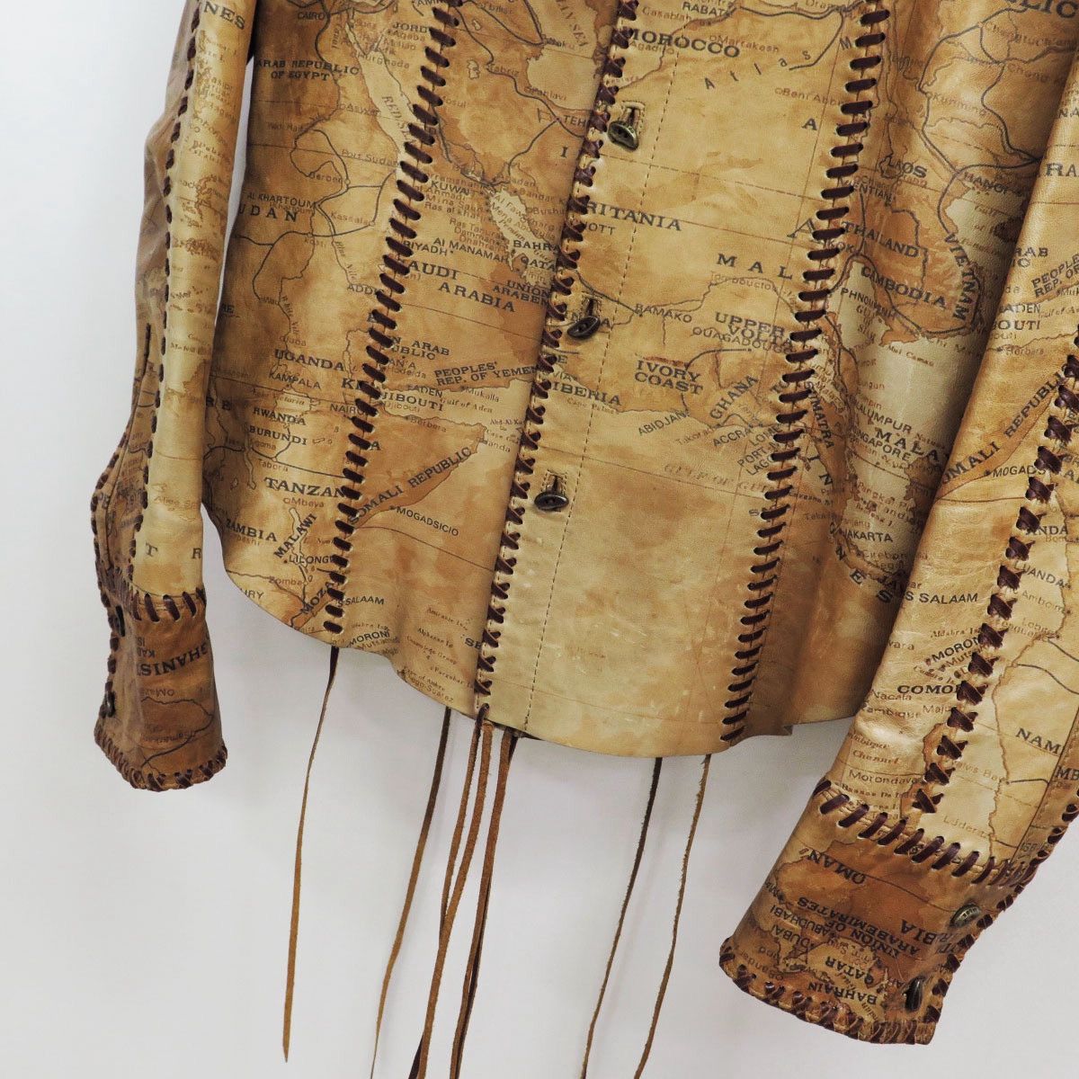 Obelisk Obelisk Ultra Rare Old Map Lamb Leather shirt jacket Size US S / EU 44-46 / 1 - 6 Thumbnail
