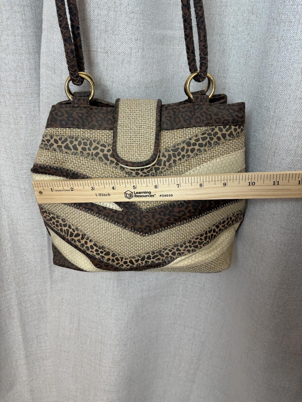 The Unbranded Brand Woven Y2K Forest Fairy Patchwork Bag Leopard Print Accents Size ONE SIZE - 4 Thumbnail
