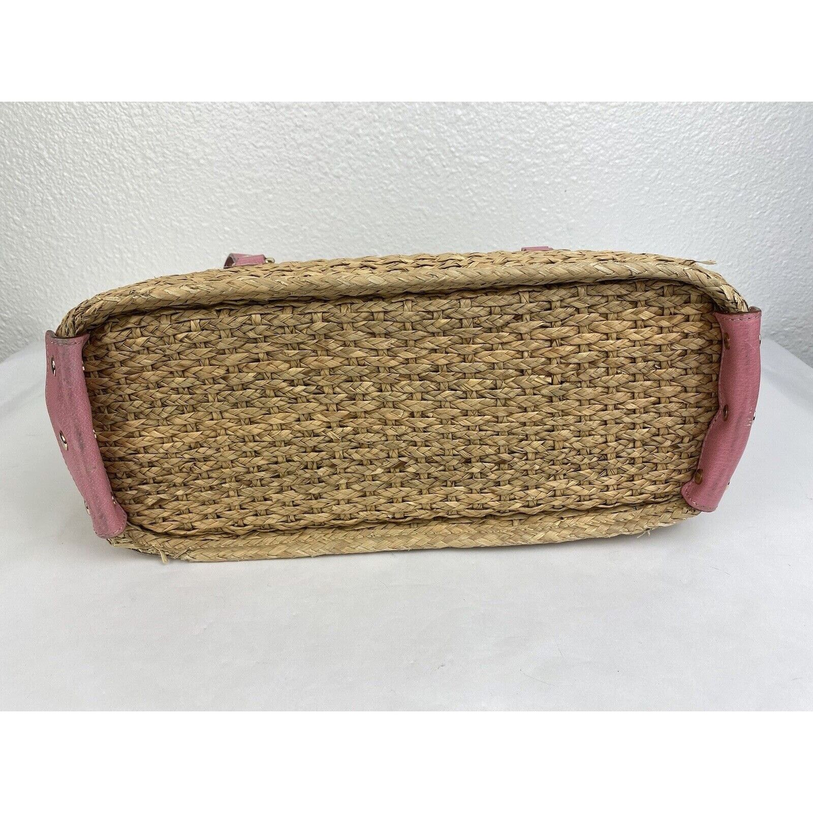 Kate Spade Kate Spade Straw Picnic Wine Bag Purse Basket Pink Leather Size ONE SIZE - 14 Thumbnail