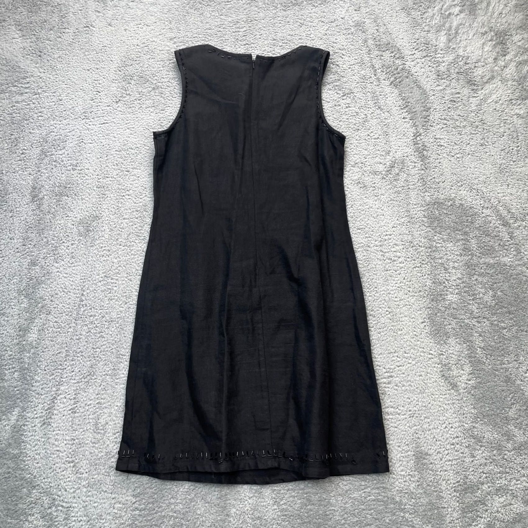 Vintage VINTAGE Hillard And Hanson Dress Womens Black 4 Linen Blend Sleeveless Beaded Size S / US 4 / IT 40 - 2 Thumbnail