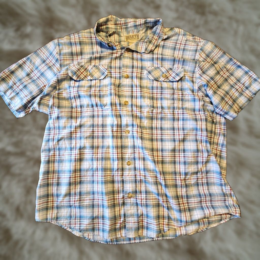 Duluth Trading Company Duluth Trading Short Sleeve Plaid Shirt - Men - Button-Up - XL - Blue Size US XL / EU 56 / 4 - 1 Thumbnail