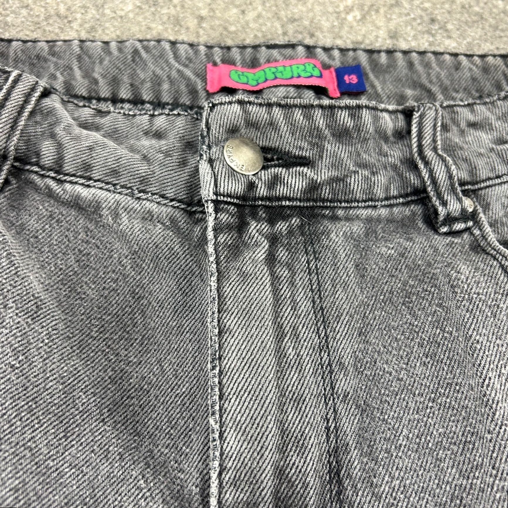 Empyre Empyre Jeans Womens 13 Black Carpenter Relaxed Straight Dark Wash Baggy Skater Size 24" / US 00 / IT 34 - 5 Thumbnail