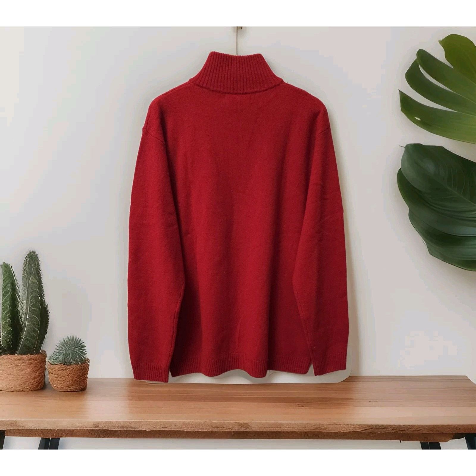 Other Woolovers Large Men’s 100% Lambswool 1/3 Zip Neck Jumper Red Size US L / EU 52-54 / 3 - 2 Thumbnail
