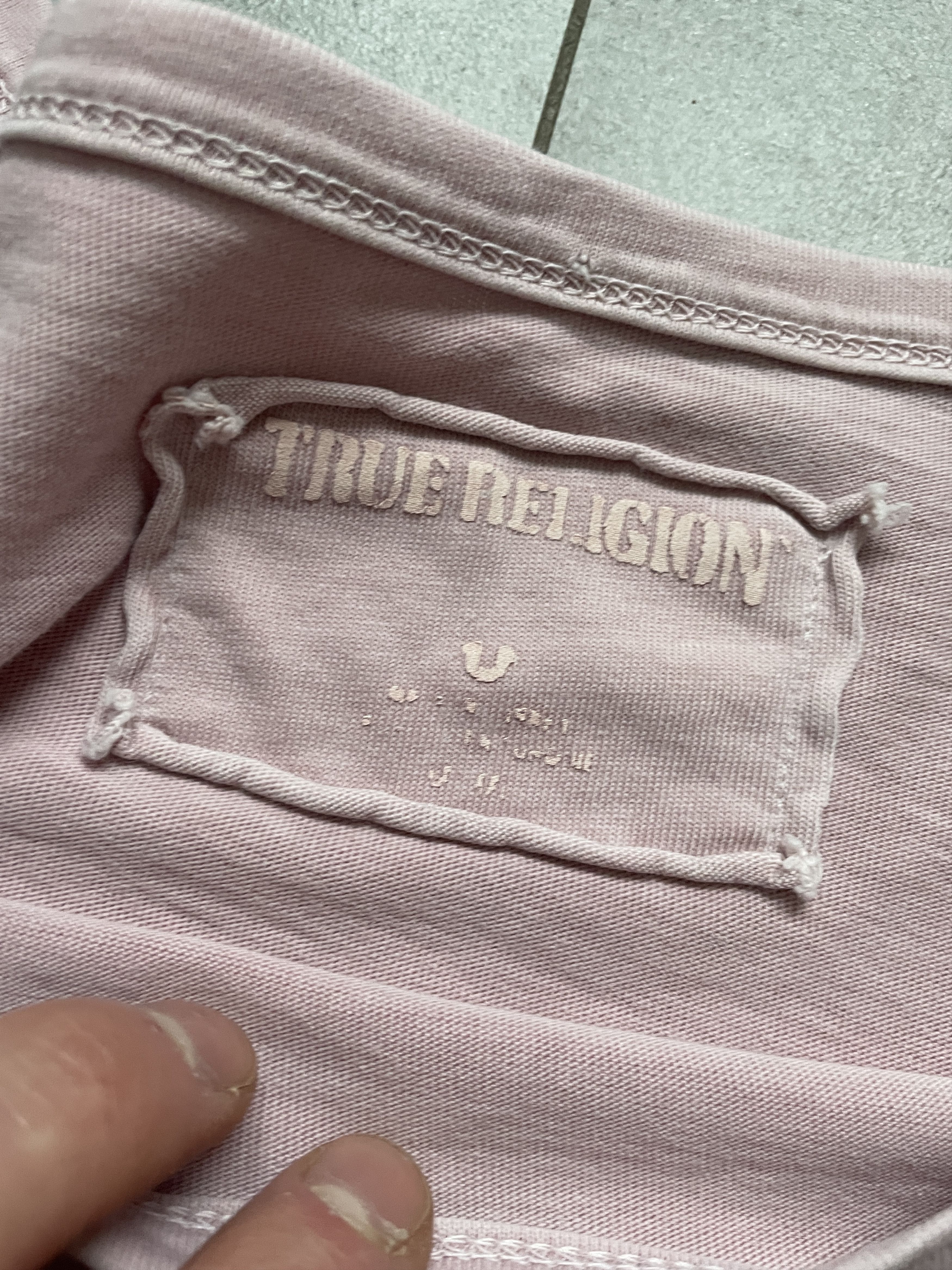 True Religion Y2K TRUE RELIGION WASHED LIGHT PINK STITCHED TEE Size US XXL / EU 58 / 5 - 7 Thumbnail