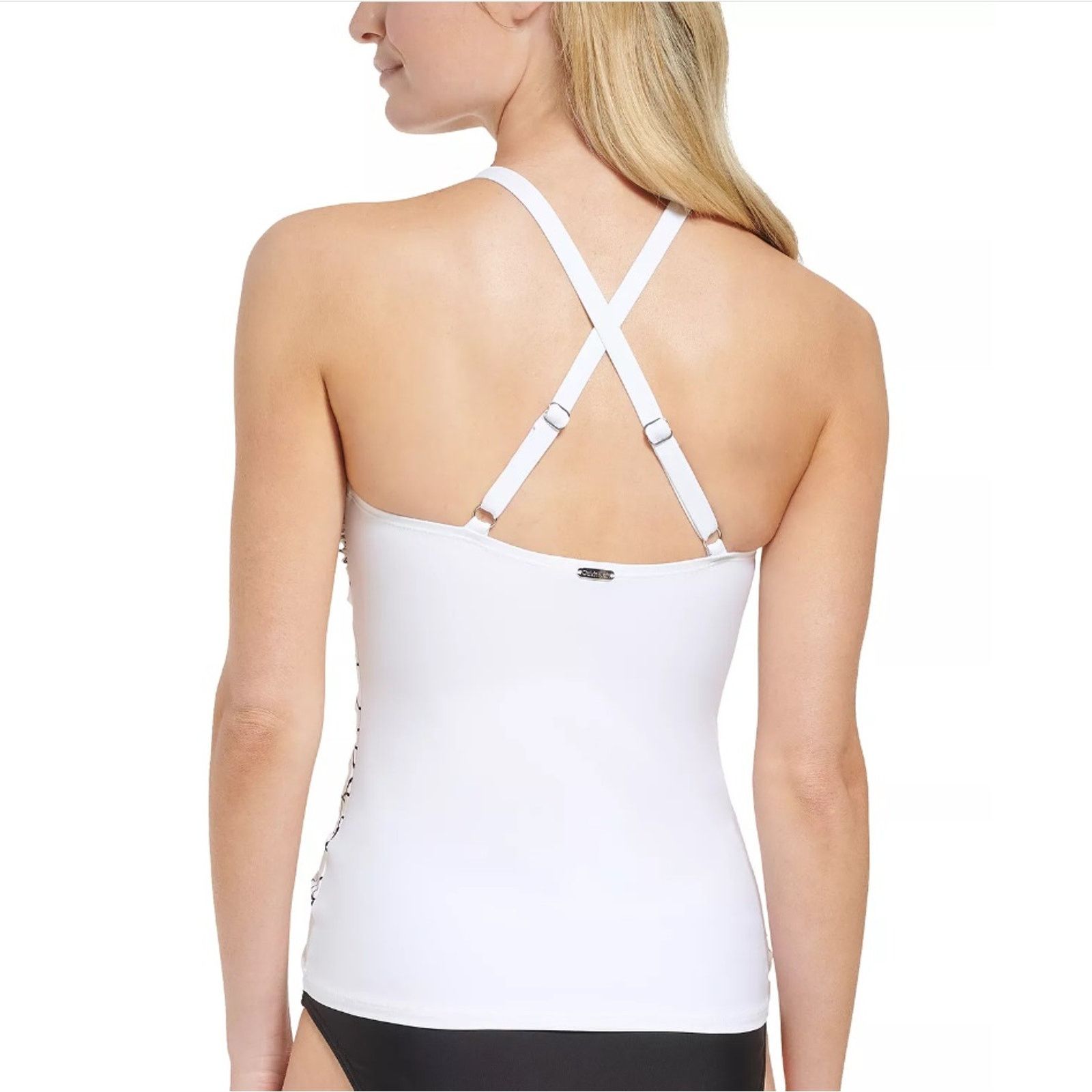 Calvin Klein Calvin Klein Women White Cross-Back Swim Tankini Top Size XL Size ONE SIZE - 2 Thumbnail