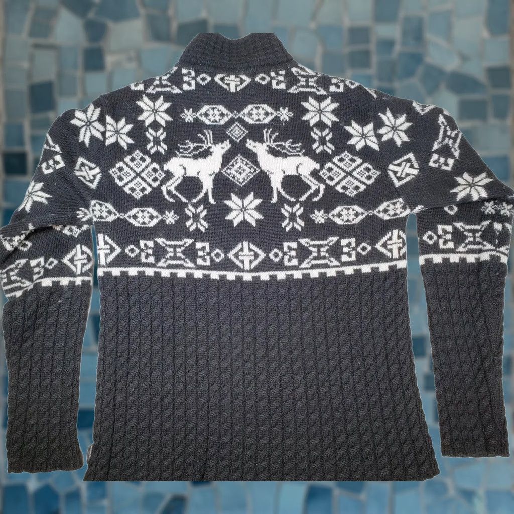 Obermeyer VINTAGE Obermeyer Sweater 1/4 Zip Pullover Wool Blend Women's M Black and White Fair Isle Dear Knit Style Pullover 1/4 Zip Zipper Ski Winter Size M / US 6-8 / IT 42-44 - 1 Thumbnail