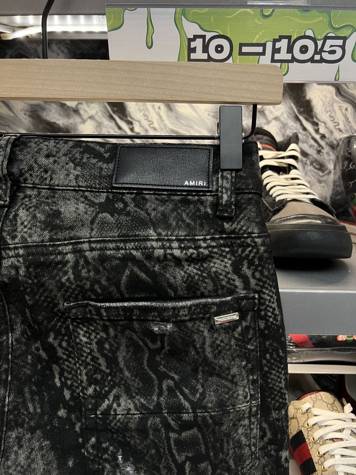 Amiri Amiri Skinny Fit Distressed Snake Print Jeans Size US 29 - 8 Thumbnail