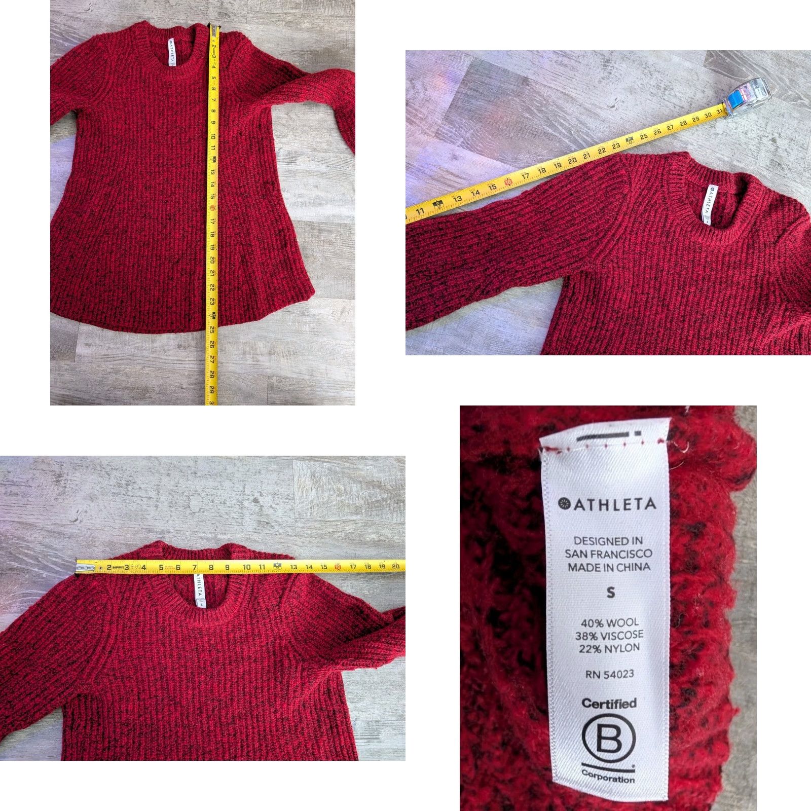 Athleta Athleta Sierra Sweater Red & Black Marled Wool Blend Chunky Knit Crewneck S Size S / US 4 / IT 40 - 8 Thumbnail