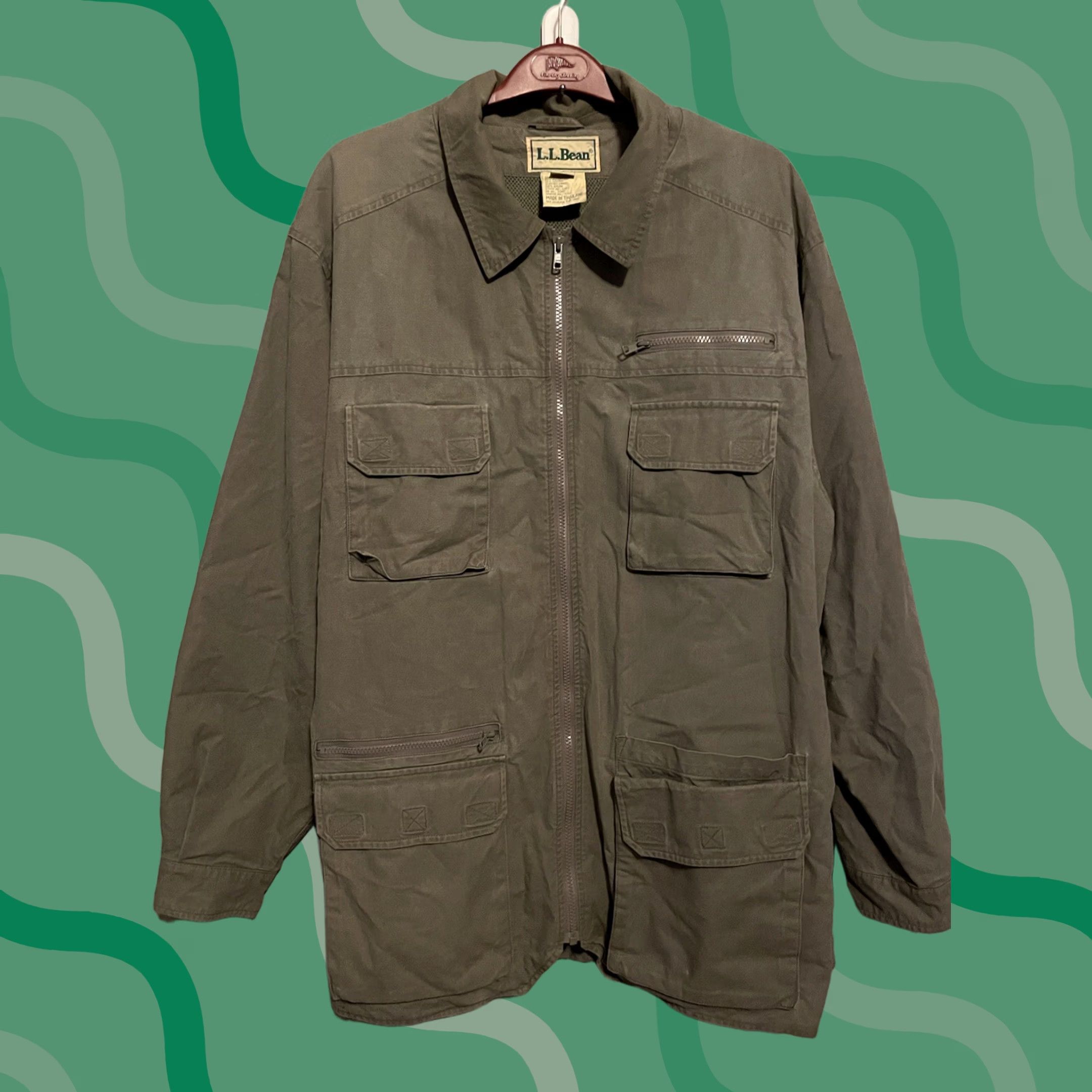 Vintage VINTAGE L.L. Bean Barn Chore Jacket Coat Green Large Lined Cotton Canvas Hunting 80s Mens Size US L / EU 52-54 / 3 - 1 Thumbnail