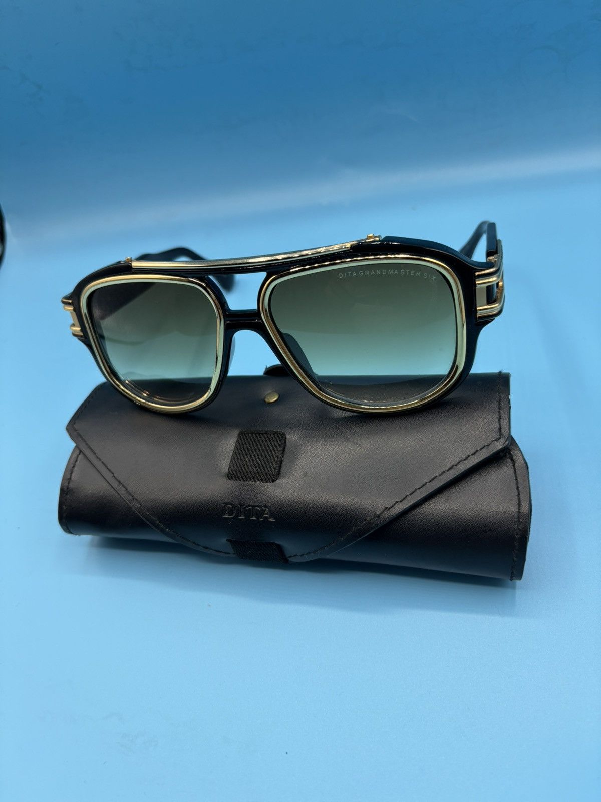 Dita DITA Grandmaster Six Black Gold Sunglasses Luxury Aviator Size ONE SIZE - 15 Thumbnail