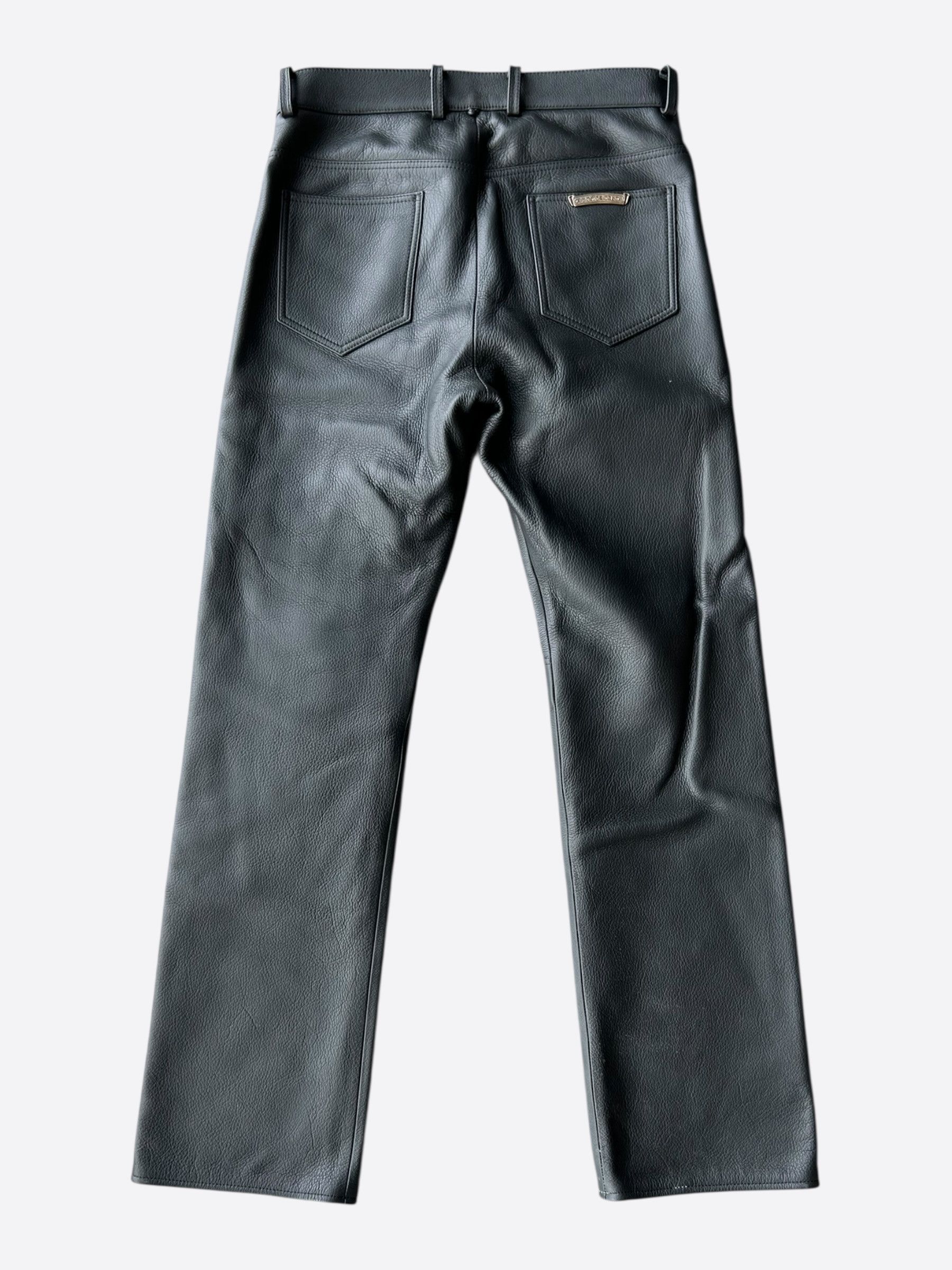 Chrome Hearts Chrome Hearts Black Leather Fleur Knee Pants Size US 29 - 2 Thumbnail