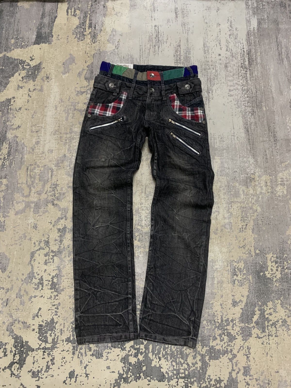 Japanese Brand Nylaus Harajuku Punk Y2K Crinkle Gimmick Pants Size US 30 / EU 46 - 1 Thumbnail