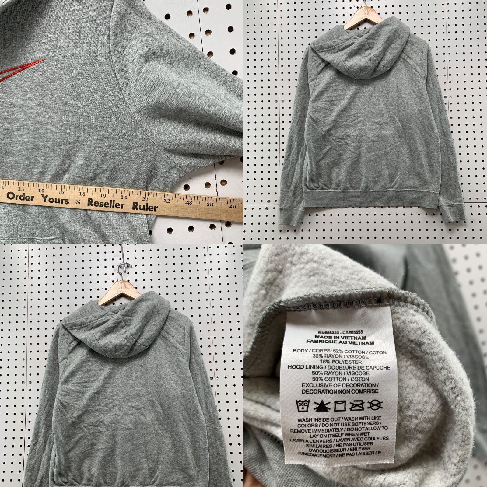 Nike Nike Hoodie Womens Medium Gray Red Swoosh Cowl Neck Hooded Sweatshirt 23x23 Size M / US 6-8 / IT 42-44 - 9 Thumbnail