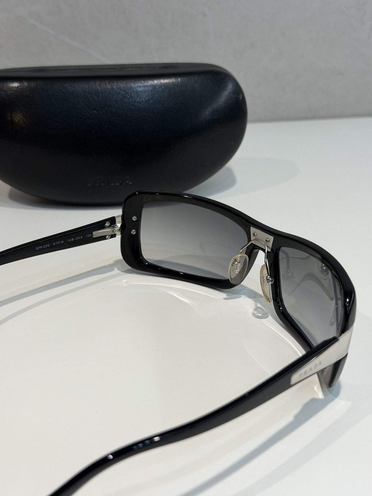 Prada PRADA Wrap Logo Sunglasses SPR23G Runway Black Silver Size ONE SIZE - 7 Thumbnail