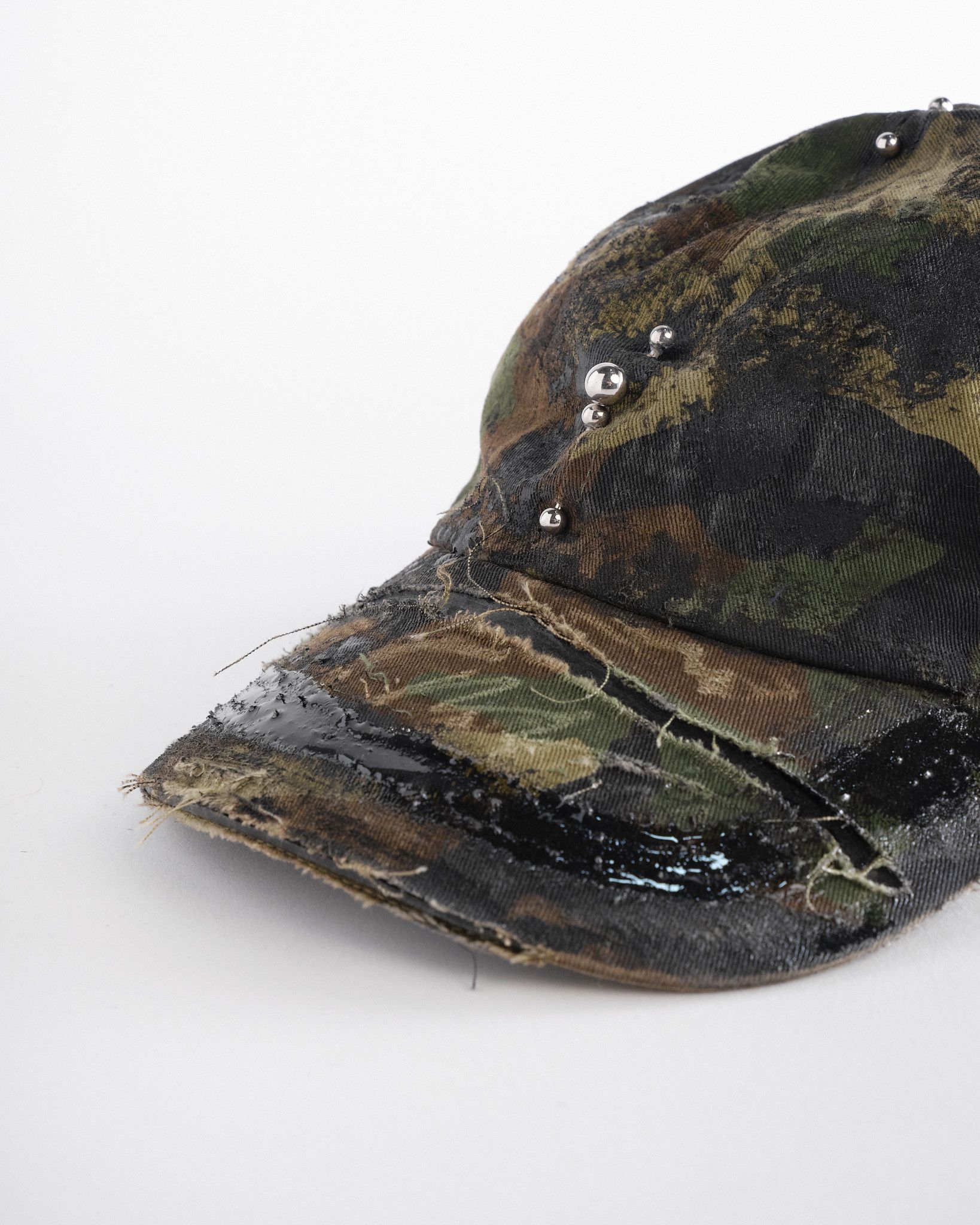 Vintage ASTROBOI* 'Troops' Green Camouflage Distressed & Pierced Hat Size ONE SIZE - 4 Thumbnail