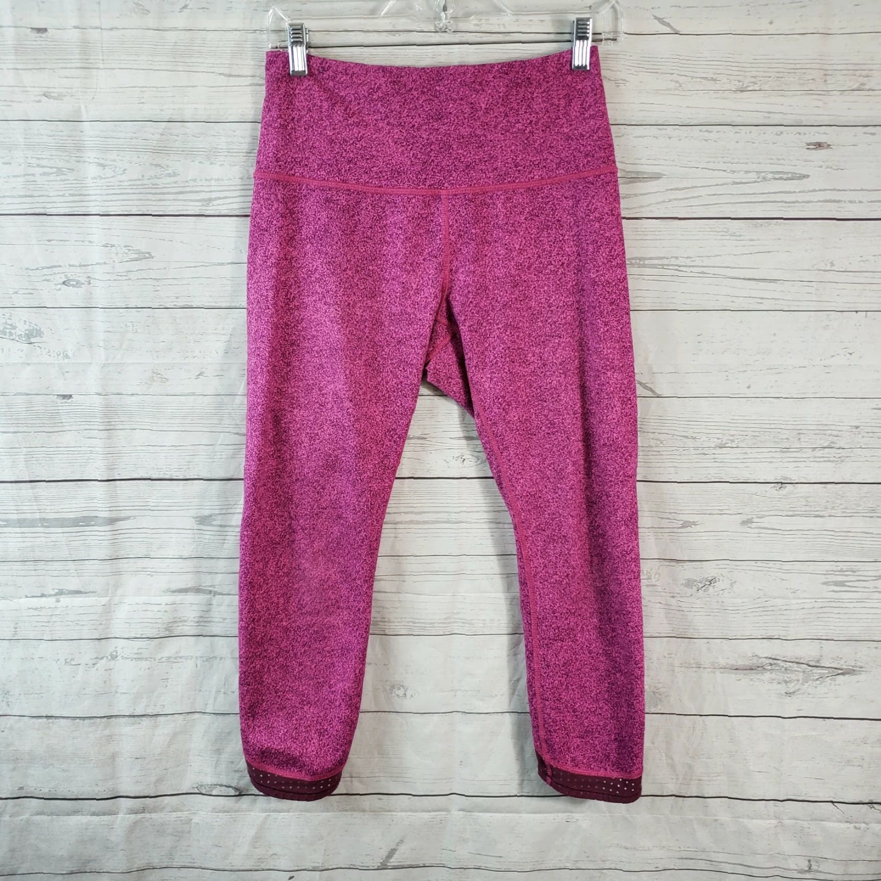 Lululemon Lululemon Womens Transcend Crop Leggings Sz 8 Pink Perforated Pull On Cropped Activewear Womens leggings 8 Pink Size 30" / US 8 / IT 44 - 2 Thumbnail