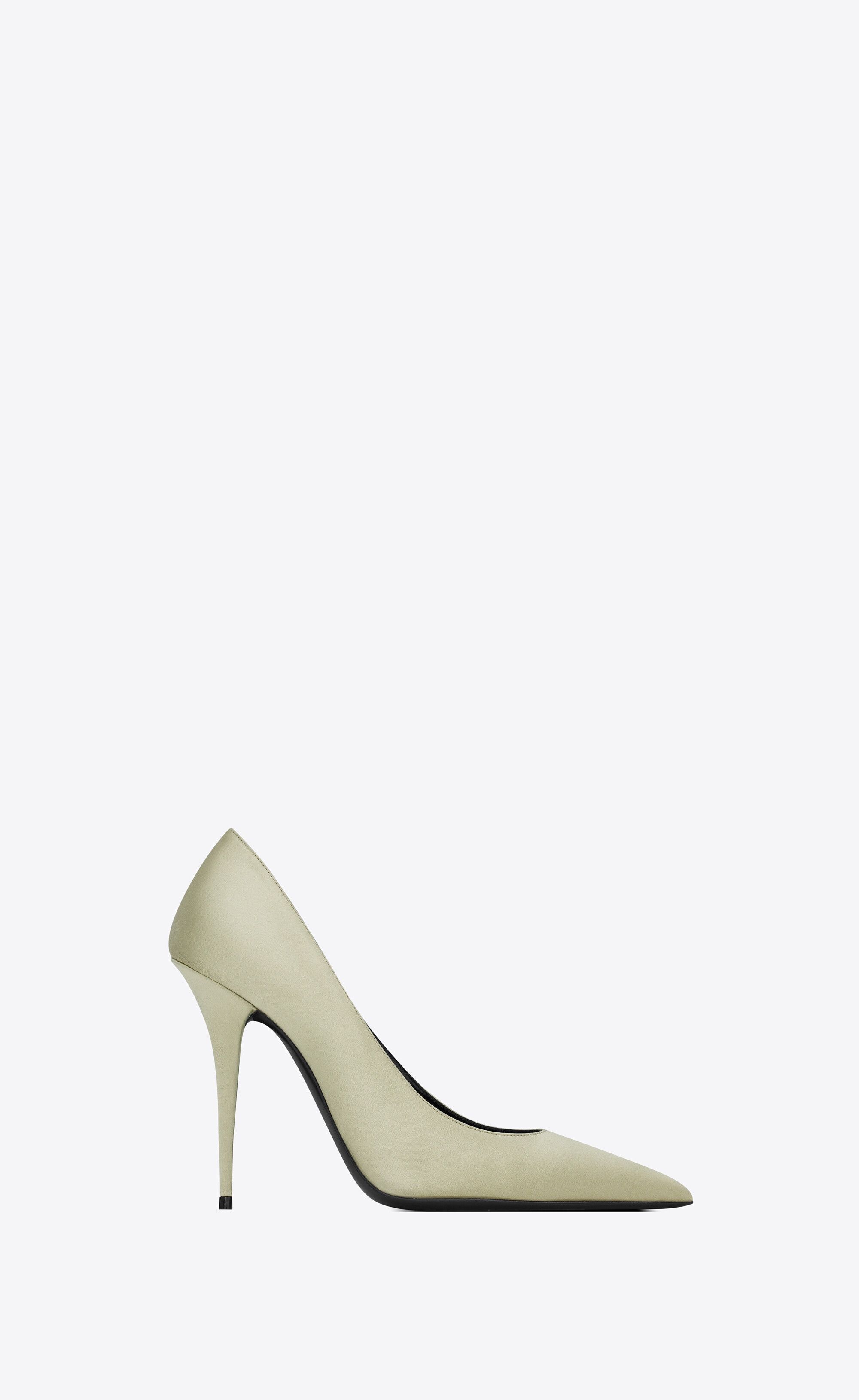 Saint Laurent Paris o1s1wg110225 746844 Instinct Pumps Satin Crepe Light Green Size US 8.5 / IT 38.5 - 1 Thumbnail