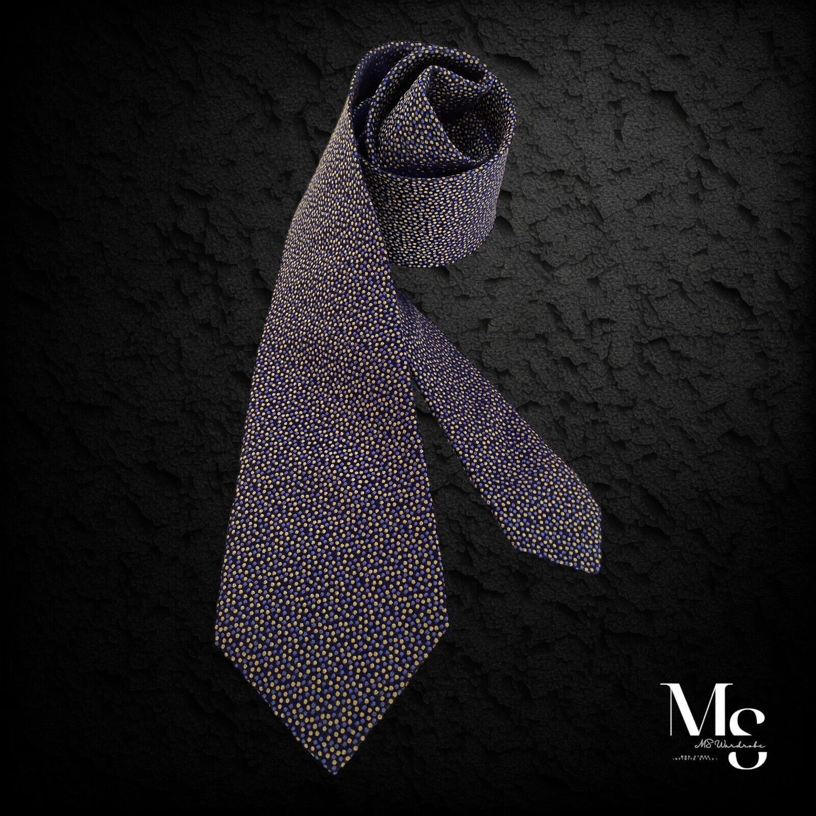 Charles Tyrwhitt CHARLES TYRWHITT XL Blue Gold Geometric Luxury Silk Tie W: 3 Size ONE SIZE - 1 Thumbnail