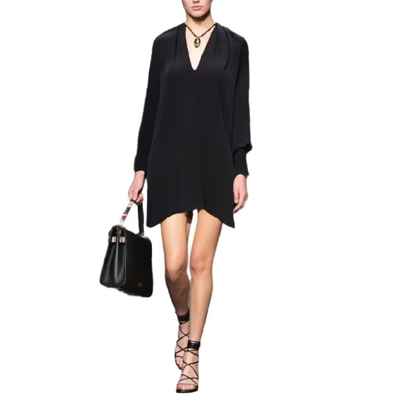 Valentino Valentino Black Silk Long Sleeve Dress 0089 Size S / US 4 / IT 40 - 1 Thumbnail