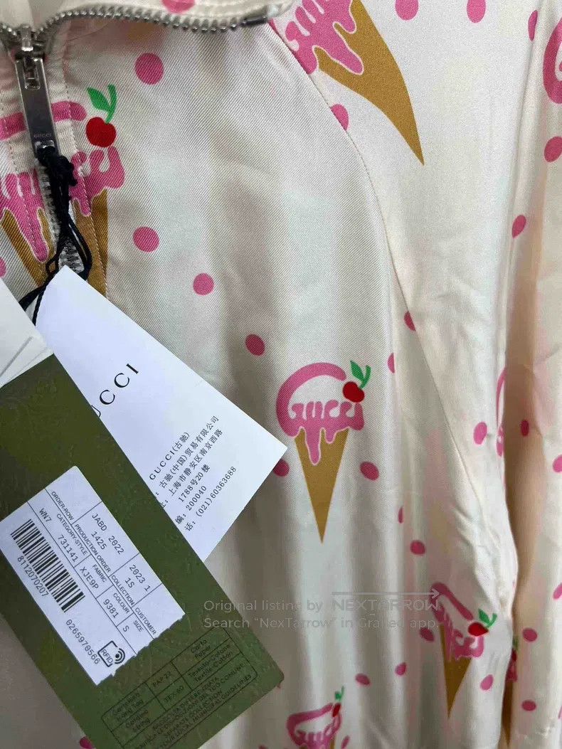 Gucci Gucci Beige ice cream pattern full-print silk zipper jacke Size US S / EU 44-46 / 1 - 3 Thumbnail