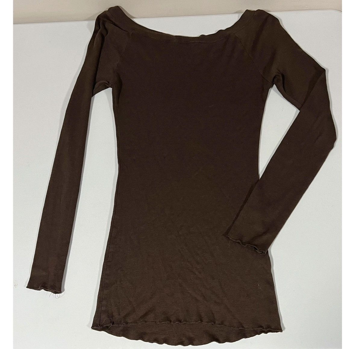 Express Brown Diamond Y2K Long Sleeve T-Shirt Top Blouse Tee XS 🤎✨ Size XS / US 0-2 / IT 36-38 - 4 Thumbnail