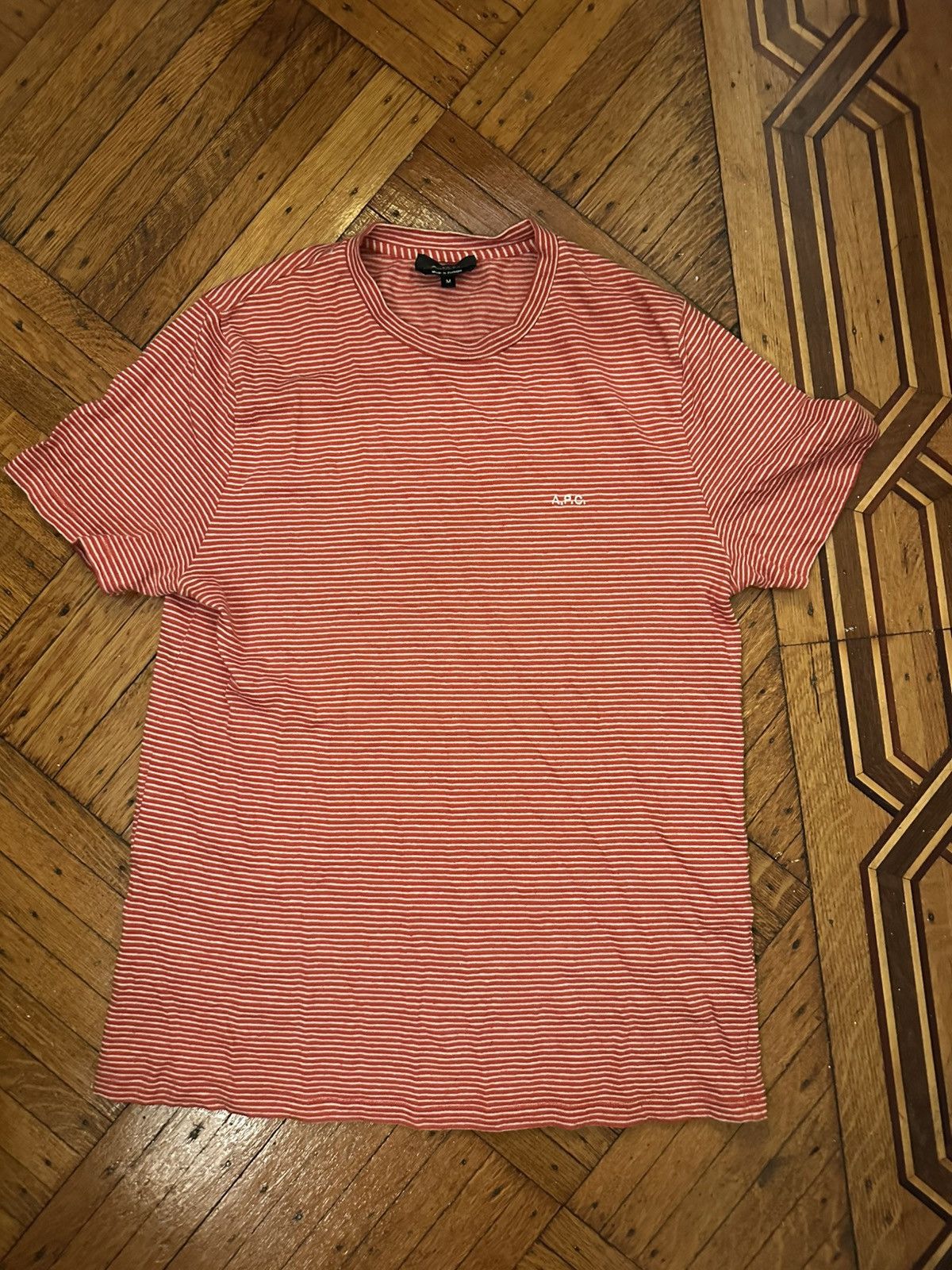 A.P.C. APC T-shirt red white stripped Size US M / EU 48-50 / 2 - 1 Thumbnail