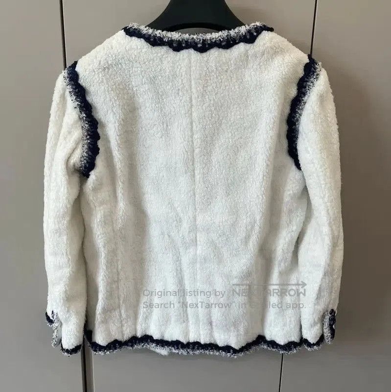 Chanel Chanel White Cotton Cardigan with Navy Trim . Size XXS / US 00 / IT 34 - 2 Thumbnail