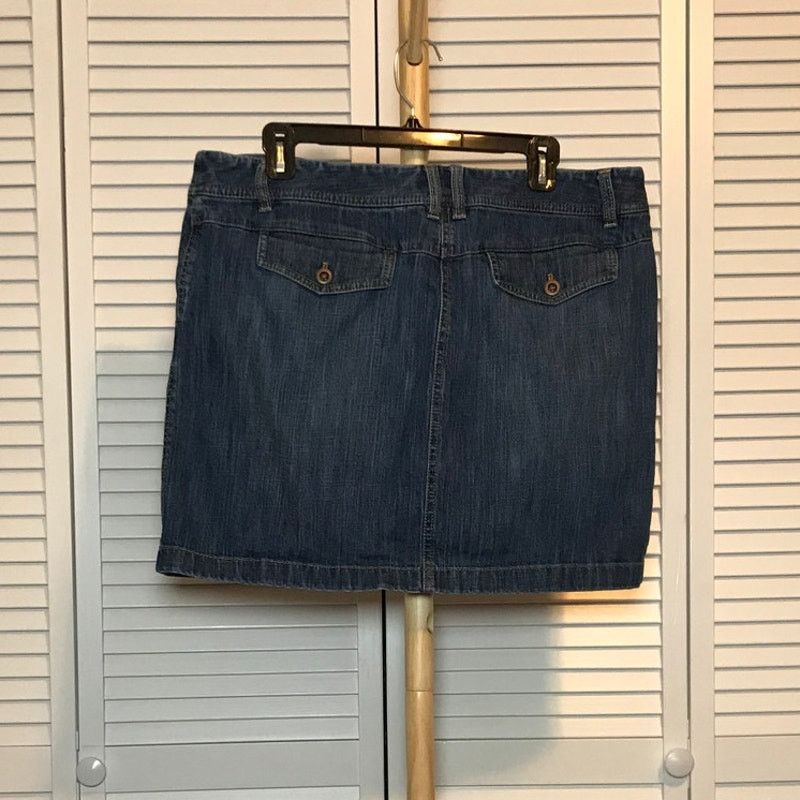 Ann Taylor Ann Taylor LOFT Blue Denim Jean Skirt 14 A-Line Retro Size 36" / US 14 / IT 50 - 2 Thumbnail