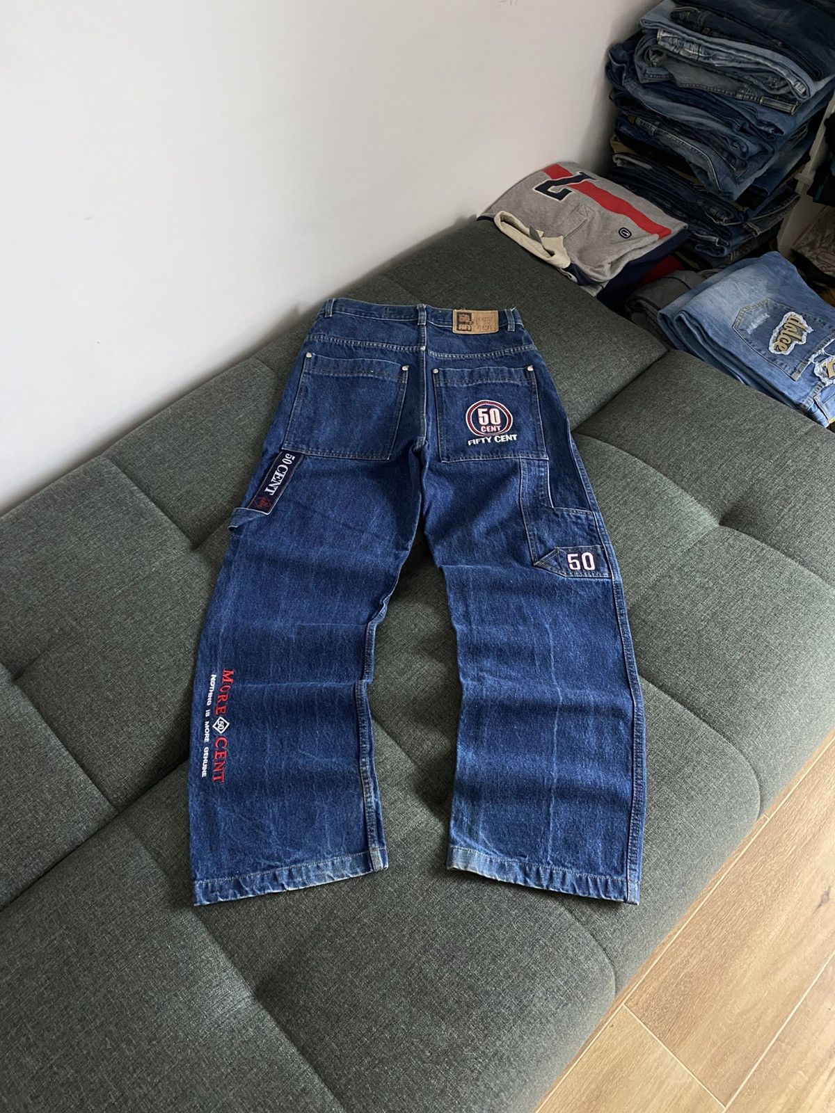Vintage Vintage 50Cent Baggy Denim Jeans Wide Avant Garde Y2K Faded Size US 30 / EU 46 - 1 Thumbnail