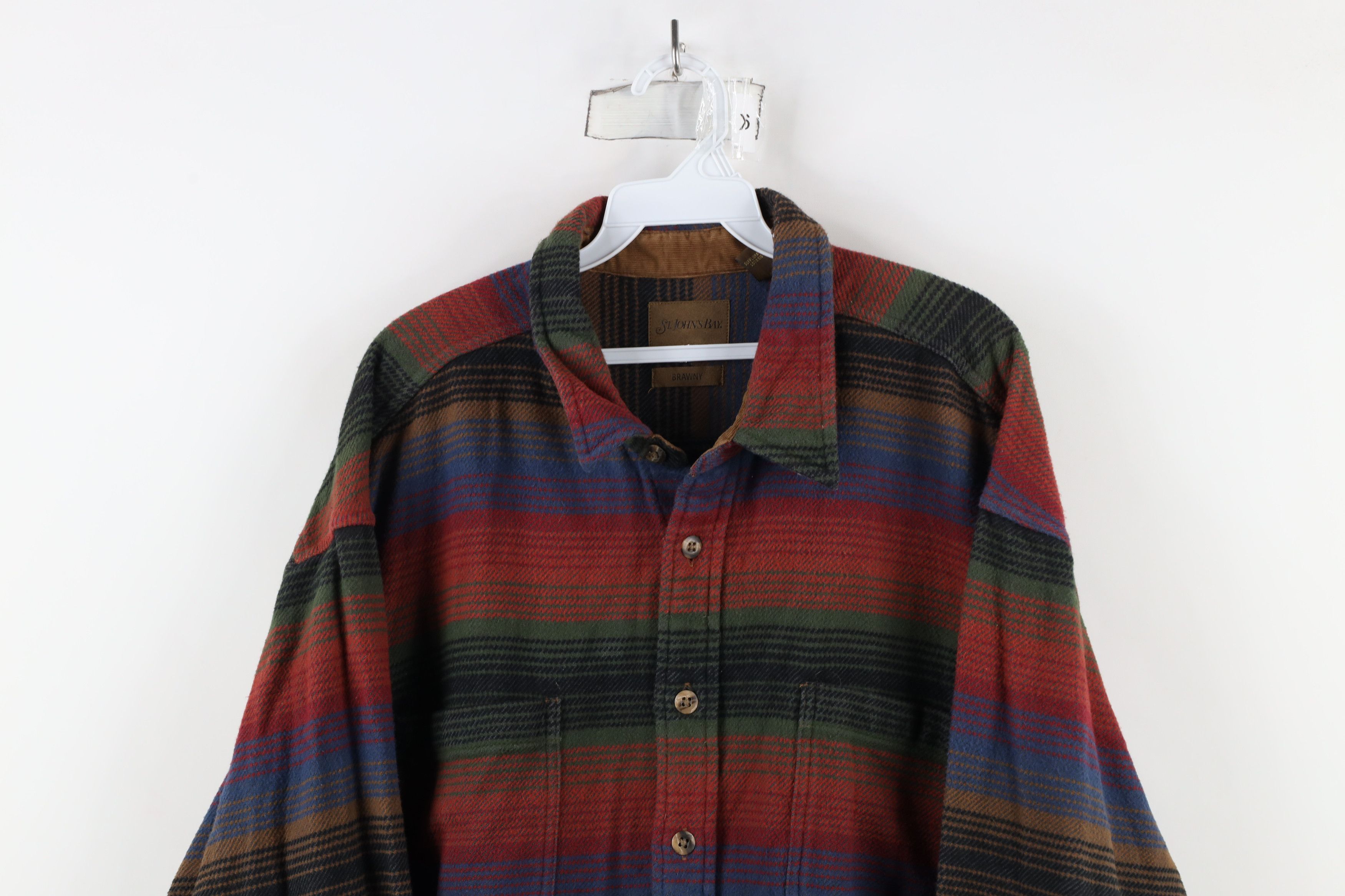 Vintage Vintage 90s Streetwear Rainbow Striped Flannel Button Shirt Size US XXL / EU 58 / 5 - 2 Thumbnail