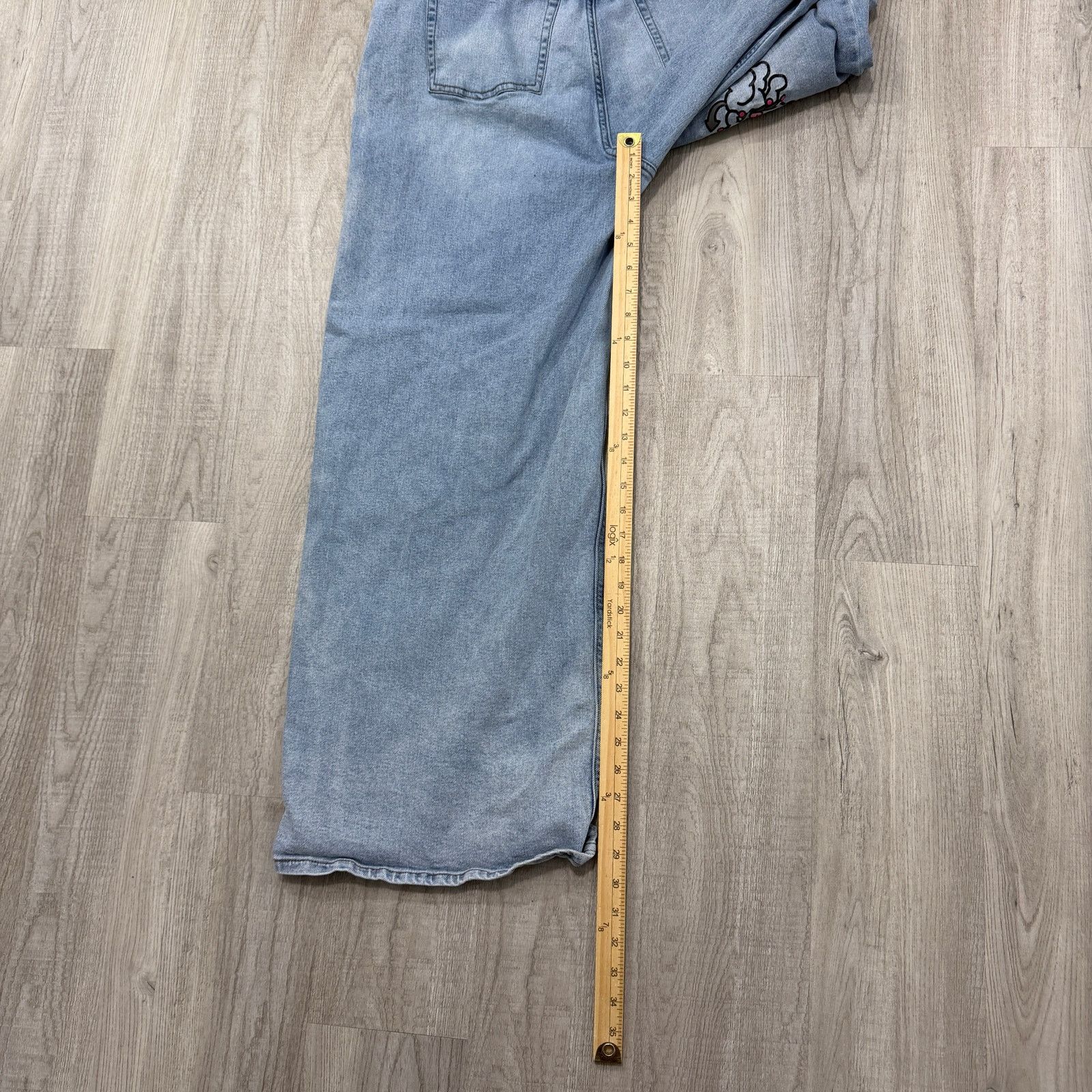 Vintage My Melody & Kuromi Wide Leg Jeans Women's 19 (Fits 36x29) Size 36" / US 14 / IT 50 - 9 Thumbnail