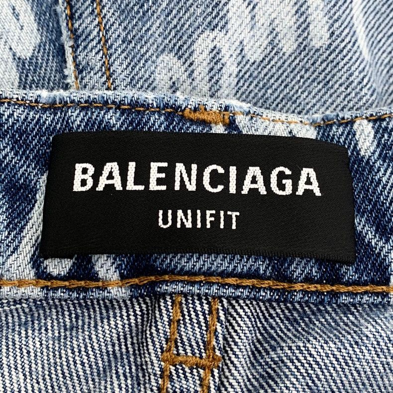 Balenciaga Balenciaga size M Light blue logo full-print cotton slacks Size US 26 / EU 42 - 7 Thumbnail