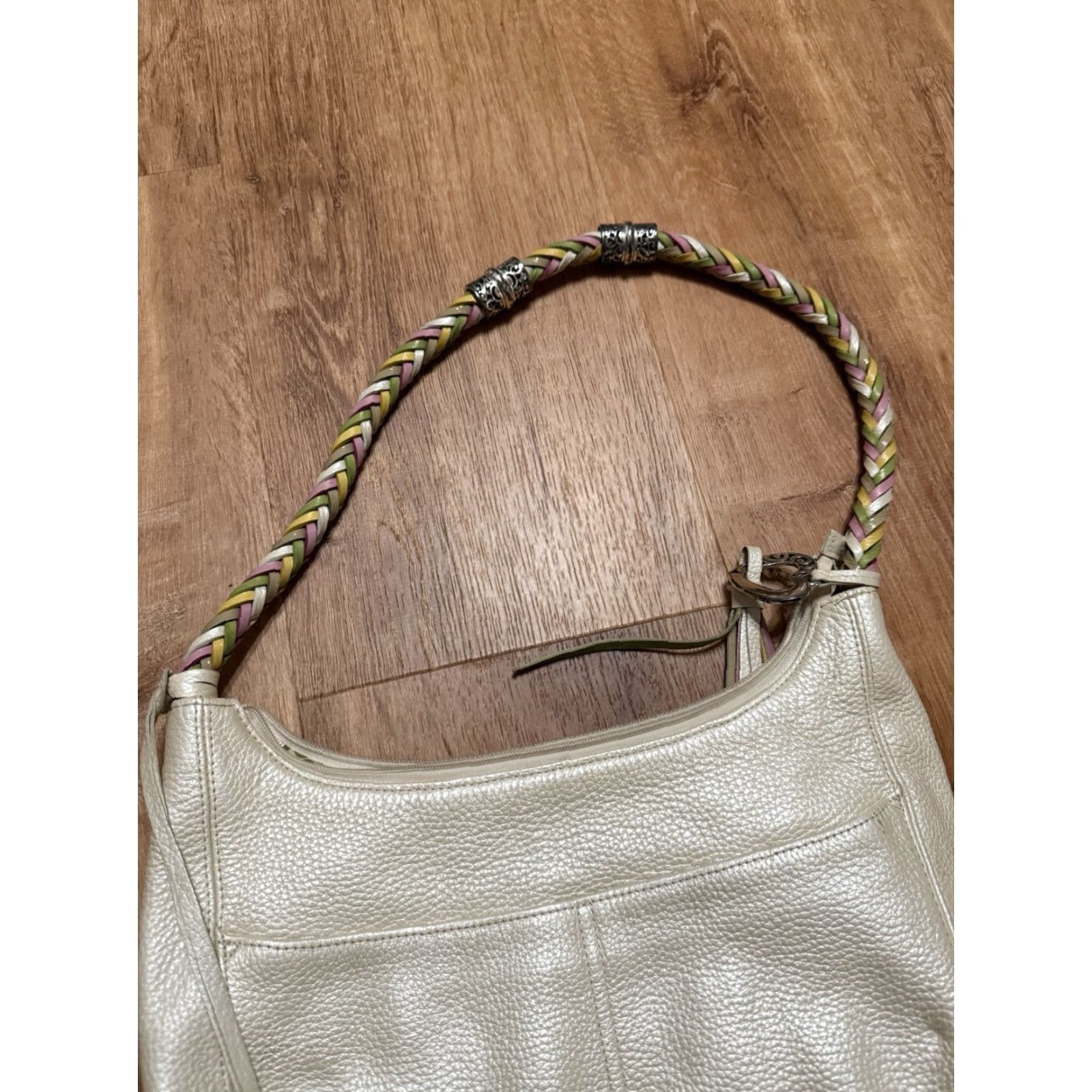 Brighton Brighton Barbados Hobo Bag Purse Handbag Cream White Leather Bright Multi Braid Woman Medium Size ONE SIZE - 4 Thumbnail