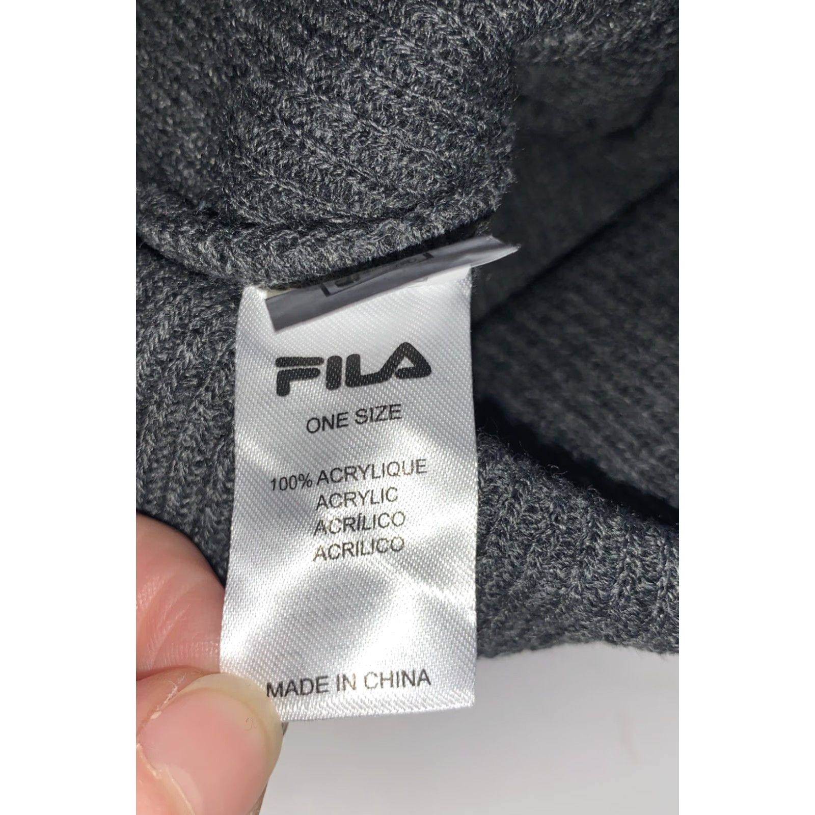 Fila FILA Beanie Hat Stocking Cap Grey NWT toque Adult OSFM Gray Knitted hat Outdoor Sports Acrylic Mens One size fits all Size ONE SIZE - 4 Thumbnail