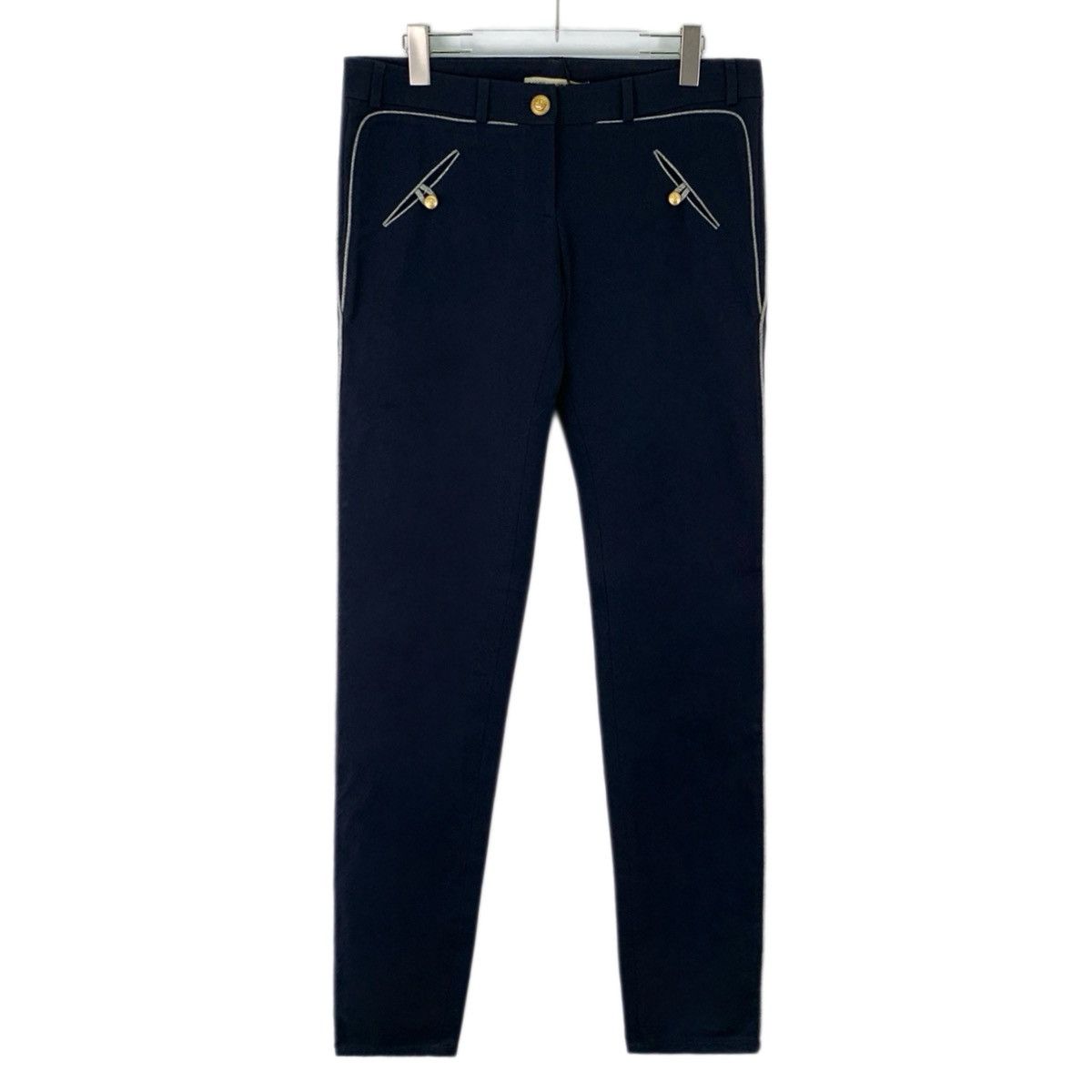 Balenciaga Balenciaga Dark Blue Letter Embroidered Casual Pants K26WX Size 27" / US 4 / IT 40 - 1 Thumbnail