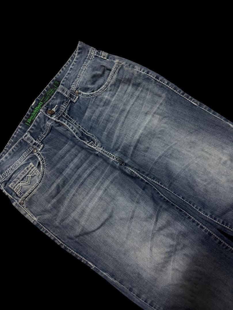 Japanese Brand Vintage Rock&Roll Cowboy Denim Mudwash Regular Straight Leg Size US 33 - 6 Thumbnail