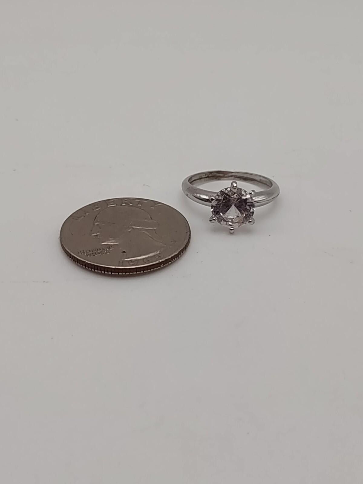 Other Esposito Vintage Sterling Silver Solitaire CZ Ring 925 Size ONE SIZE - 3 Thumbnail