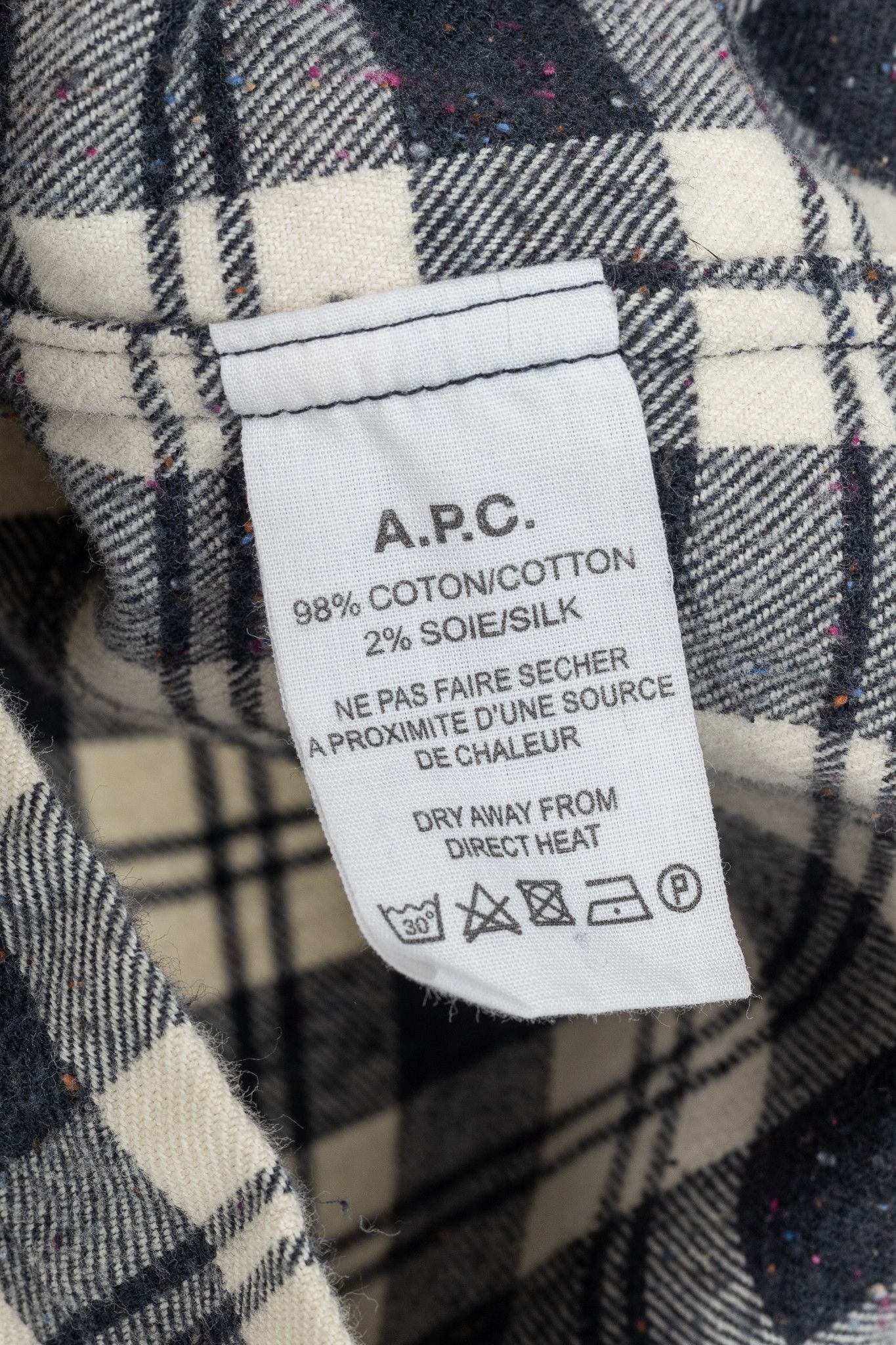 A.P.C. A.P.C. Navy & White Plaid-Flannel Buttoned Shirt Size US M / EU 48-50 / 2 - 9 Thumbnail