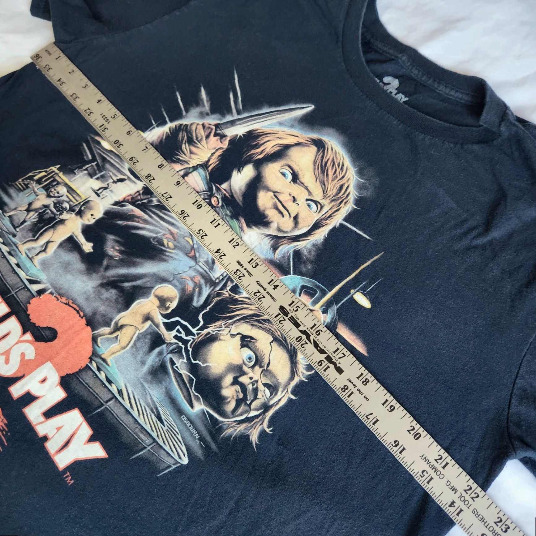 Vintage FRIGHT-RAGS Child’s Play 2 Chucky Killer Horror Movie Black Lrg Graphic T-Shirt Mens Graphic T-Shirt Size US L / EU 52-54 / 3 - 4 Thumbnail